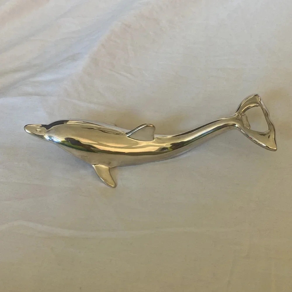 Vintage brand new Silverplate Dolphin metal Bottle Opener